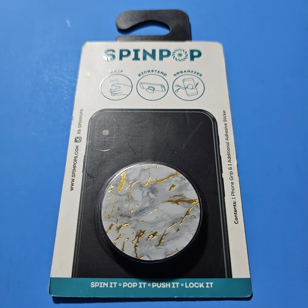 SpinPop: Pop-Up Phone Holder & Stand - GOLD FOIL MARBLE